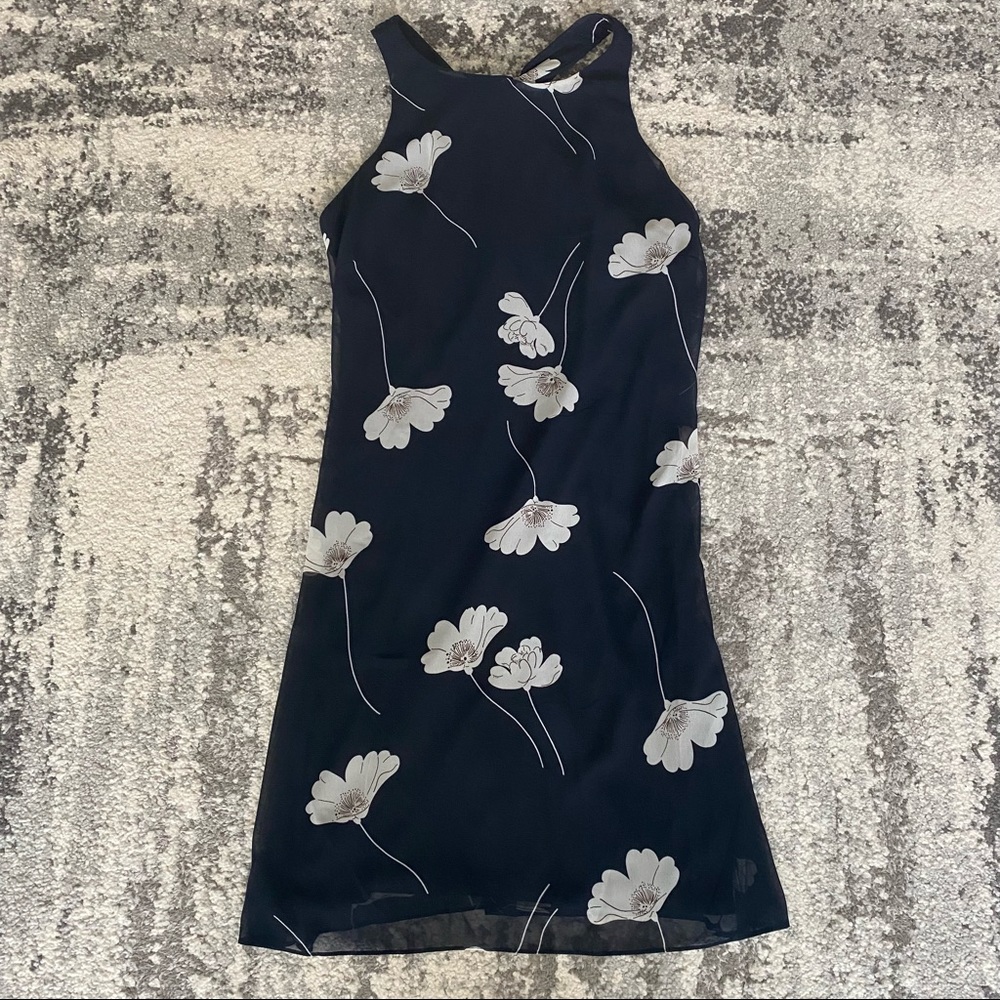 American Living || black floral tie knot flowy dress